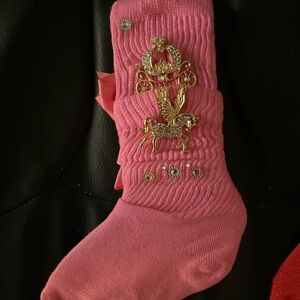 Crown Pink Slouch Kids Socks with Bows